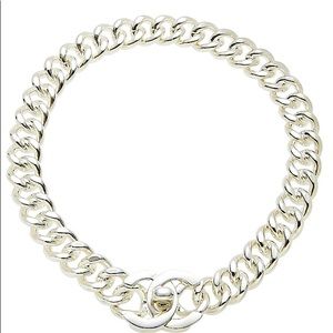 Vintage Chanel Logo Turn Lock Chain Necklace